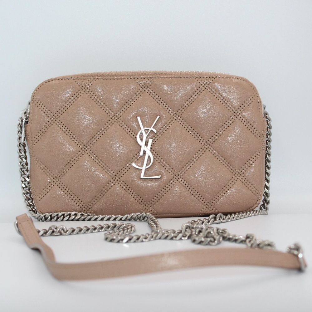 YSL Becky Double-zip Pouch Quilted Lambskin